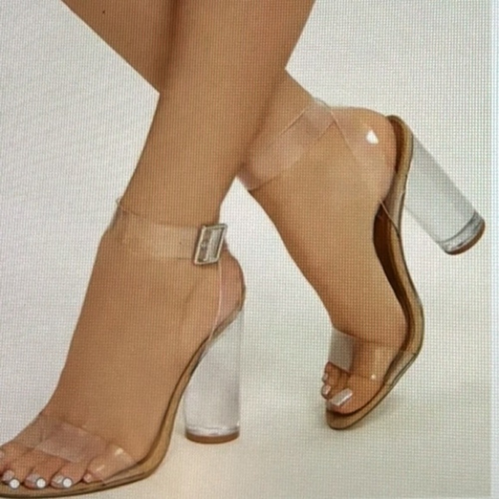 Steve Madden Gavina Clear Lucite Block Heels Size 11